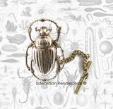 Steampunk Scarab Tie Pin Gothic Victorioan Insect Tie Tack with Bar and Chain Vintage Inspired Egyptian Beetle Tie Accent