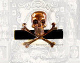 Skull and CrossbonesTie Clip Vintage Style Antique Sterling Silver Gothic Neck Tie Bar Accent Black Enamel with Color Options