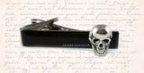 Brass Skull Head Tie Clip Inlaid in Hand Painted Enamel Metallic Gold Tie Bar Custom Colors Available