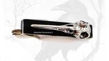 Antique Gold Raven Bird Skull Tie Clip Inlaid In Hand Painted Enamel Crow Dark Victorian Tie Accent Vintage Style with Color Options