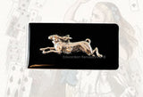 Hare Money Clip Inlaid in Hand Painted Silver Glossy Enamel Alice in Wonderland Rabbit Inspired Custom Colors and Personalized Options