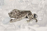 Tie Clip Antique Silver Crouching Lion Inlaid in Hand Painted Enamel Safari Vintage Style Leo Neck Tie Bar Accent Custom Colors Available