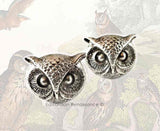 Gothic Owl Cufflinks Neo Victorian Antique Sterling Silver Owls Head Cuff Links Vintage Inspired