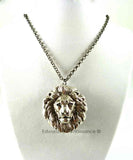 Antique Silver Lion Head Necklace Steampunk Jewelry Choose your Chain Length