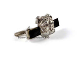 Bulldog Head Antique Silver Cuff Links with Matching Clip or Tie Pin Set Options  Art Deco Dog Motif