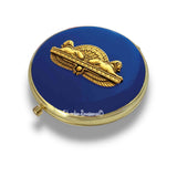 Sphinx Compact Mirror in Hand Painted Glossy Cobalt Blue Enamel Art Deco Egyptian Design with Color and Personalized Options