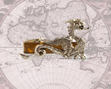 Dragon Tie Clip in Antique Sterling Silver inlaid in Bronze Enamel Game of Thrones Inspired Tie Bar Accent with other Color Options