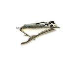 Antique Silver Crow Skull Tie Clip Raven Tie Bar Accent Vintage Style Inlaid In Hand Painted Silver Enamel