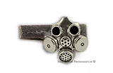 Gas Mask Tie Clip Inlaid in Hand Painted Black Onyx Enamel Victorian Industrial  Inspired
