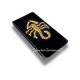 Antique Gold Scorpio Money Clip Inlaid in Black Enamel Neo Victorian Zodiac Inspired with Personalized and Color Options