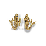 Antique Gold Mermaid Cuff Links Sea Nymph Nautical Fantasy Inspired Statement Accessory