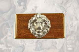 Silver Lion Money Clip Inlaid in Hand Painted Bronze Enamel Neo Victorian Leo Inspired with Color and Personalized Options Available