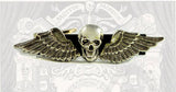 Antique Silver Skull Head with Wings  Inlaid in Hand Painted Bronze Enamel Tie Clip Gothic Victorian Tie Accent with Cufflink Set Option