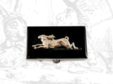 Antique Sterling Silver Running Hare Tie Tack Pin with Bar and Chain Vintage Inspired Tie Accent Alice in Wonderland Inspired