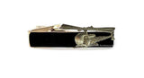 Antique Silver Helicopter Tie Clip Inlaid in Hand Painted Black Enamel Retro Chopper Tie Bar Accent Custom Colors Available