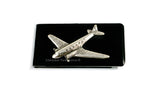 Jumbo Jet Money Clip Inlaid in Hand Painted Black Enamel Airplane Neo Victorian Inspired Personalize and Custom Color Options
