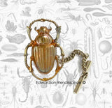 Steampunk Verdigris Scarab Egyptian Beetle Tie Pin Gothic Victorioan Insect Tie Tack Pin with Bar and Chain Vintage Inspired Tie Accent