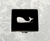 Whale Pill Box with 8 Compartments Inlaid in Hand Painted Black Enamel Moby Dick Inspired Personalized and Color Options