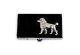 Poodle Pill Box Inlaid in Hand Painted Glossy Black Enamel Vintage Style Pet Dog Design with Personalized and Color Options