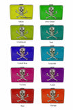 Skull and Crossbones Weekly Pill Box with 8 Compartments in Black Enamel Antique Style with Personalized and Color Options