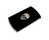 Skull Vertical Business Card Case Inlaid in Hand Painted Enamel Gothic Victorian Custom Colors and Personalized Options