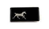 Morgan HorseMoney Clip Inlaid in Hand Painted Black Enamel Art Deco Inspired Custom Colors and Personalized Options Available
