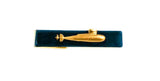 Submarine Tie Clip Inlaid in Hand Painted Navy Enamel on Gold Plated Neck Tie Bar Steampunk Sailor Inspired Custom Color Options