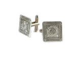 Art Deco Cuff Links Antique Sterling Silver Moorish Design Cuff Links and Tie Clip Set Vintage Inspired