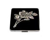Antique Silver Flower Pill Box with 8 Compartments Art Nouveau Bouquet Design with Colors and Personalized Options