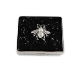 Queen Bee Weekly Pill Box Inlaid in Hand Painted Glossy White Enamel Neo Victorian Insect with Personalized and Color Options