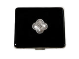 Quatrefoil Weekly Pill Case with Individual Compartments Gothic Flower in Hand Painted Black Enamel with Personalized and Color Options