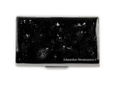 Dragon Business Card Case Inlaid in Hand Painted Enamel Game of Thrones Inspired Black with Silver Splash Design with Personalized Options