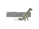 Antique Silver Dinosaur Tie Clip T-Rex Inlaid in Hand painted Silver Enamel Tie Bar Accent Vintage Style