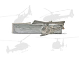 Antique Silver Helicopter Tie Clip Inlaid in Hand Painted Silver Enamel Retro Chopper Tie Bar Accent Custom Colors Available
