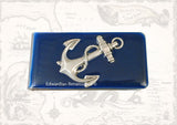 Anchor Money Clip Inlaid in Hand Painted Enamel Navy Glossy Finish Admirality Nautical Design with Personalized and Color Options